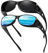 GEGURI Fit Over Glasses Polarized Sunglasses for Men &amp; Women, Stylish Wrap Around Design Sun Glas...