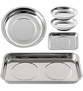 Rechabite 5 Pieces Magnetic Trays Set Stainless Steel Magnet Tool Tray Parts Holder for Screws, S...