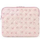 Cute Bow Puffy Laptop Sleeve 13 Inch Quilted Laptop Case Aesthetic Floral Computer Sleeve for Mac...