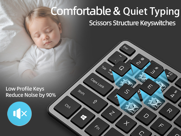 Typewriter Keyboard low profile full size quiet ultra slim silent wired usb flat chocolate keys