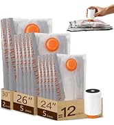 Vacuum Bags Sits with Electric Pump, 12 Pack Portable Storage Bags for Travel, Ultra Compact Desi...