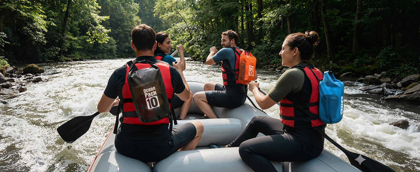 TILYMOL waterproof dry bag multiple colors and sizes for group rafting trips in river rapids