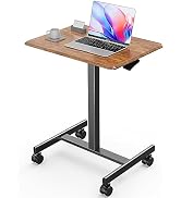 Sweetcrispy Mobile Rolling Desk with Lockable Wheels, Small Standing Laptop Desks, Sit Stand Adju...