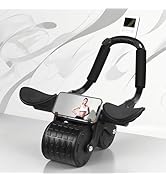 Tixahi Ab Roller Wheel with Timer &amp; Knee Mat, Home Workout Auto Rebound Abdominal Wheel with Elbo...