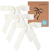 LaRibbons Ivory Chiffon Ribbon Bows for Gift Wrapping, Premade Ivory Bows for Wedding, Bridal Sho...