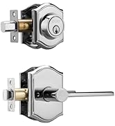 parro Exterior Door Lock Set with Deadbolt, Heavy Duty Exterior Door Handle with Lock, Polish Chr...
