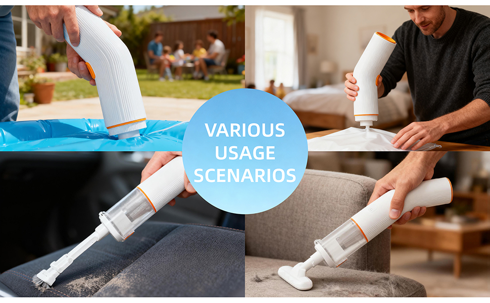 Vogano white portable mini car vacuum cleaner