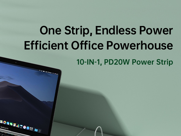 power strip with usb Green with USB, USB C and Outlets
