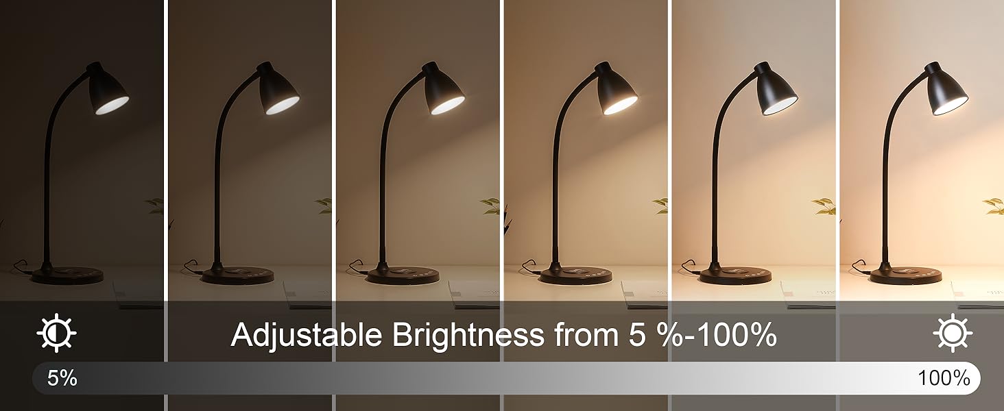 Desk Lamp for Home Office LED Desk Light USB Charging Ports Bedside Table Lamp for College Dorm Room