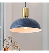 JIWUZHI Modern Pendant Light Fixtures,11.8" Ceiling Hanging Lighting with Hammered Metal Shade,In...