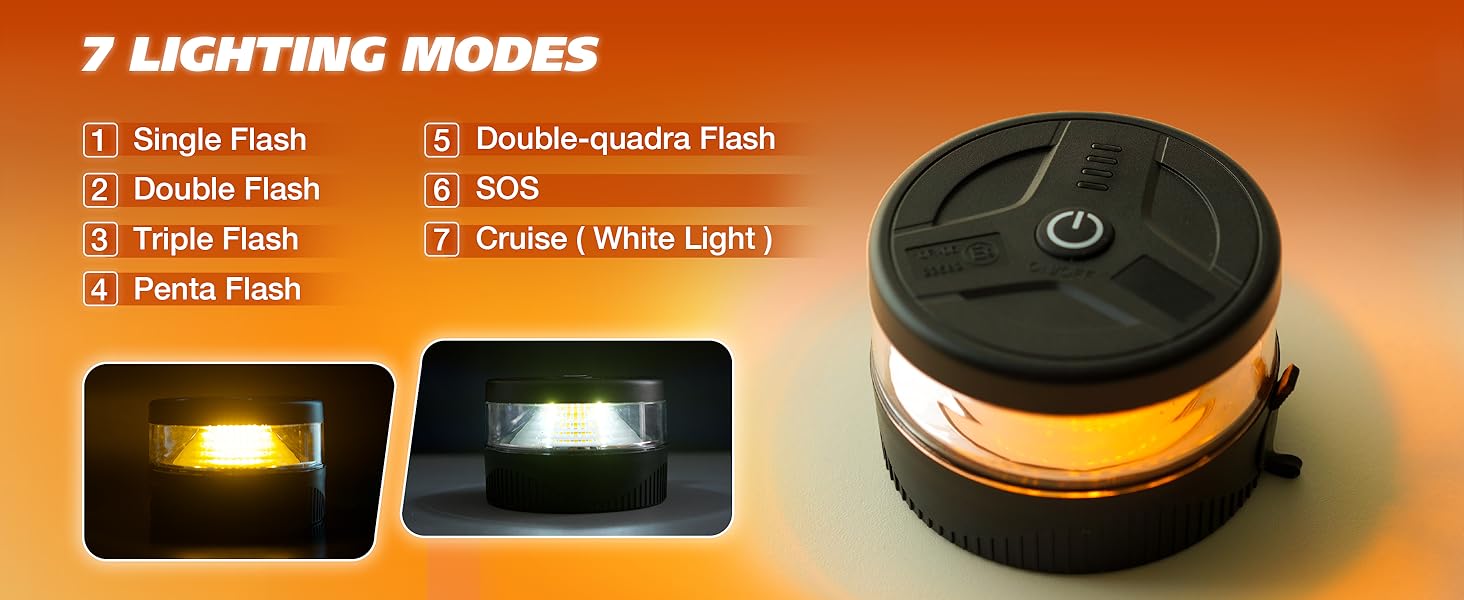 roadside safety small mini roof trailer rooftop usb-c work yellow usb tractor utv van rv atv boat