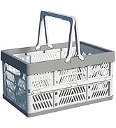UShioart Collapsible Crate Milk Crates for Storage Plastic shopping basket 20L for Kitchen Bathro...