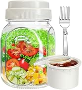 [UPGRADE] 1 Pack Glass Salad Jar with Silicone Divider Container for Meal Prep, Airtight Containe...