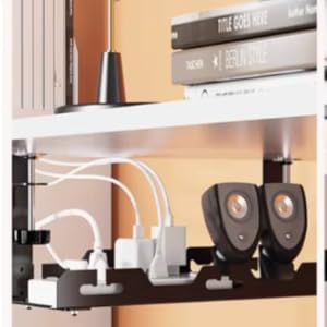 Wire Basket Tray Cable Management Under Desk No Drill Electrical Storage Organizer power strip tray