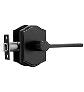 parro Black Door Handles for Bath &amp; Bedroom,Interior Door Handles Push Lock with Camelot Trim,Hea...