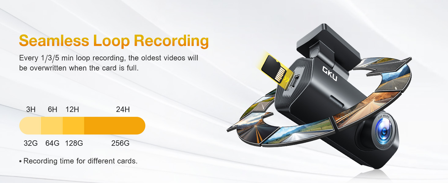 Text reads: 'Seamless Loop Recording'. Product diagram showing recording device with curved arrow indicating continuous recording functionality.