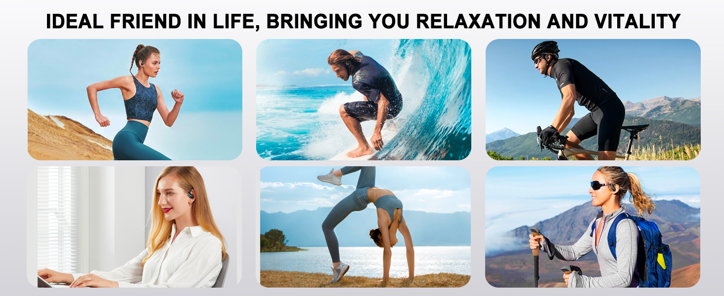 50H Playtime IPX7 Waterproof Earphones Open Ear Headphones,Bluetooth 5.4 Wireless Earbuds