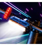 Bike Lights, Bike Lights for Night Riding, Aluminum Alloy USB Rechargeable Bike Headlight and Tai...