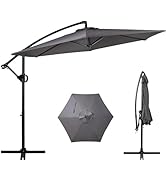 Shintenchi Offset Patio Umbrella with Easy Tilt Adjustment,Crank and Cross Base, Outdoor Cantilev...