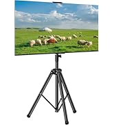 Portable TV Tripod Stand with Adjustable Angle Outdoor TV Stand with Top Shelf, Universal TVs Tri...