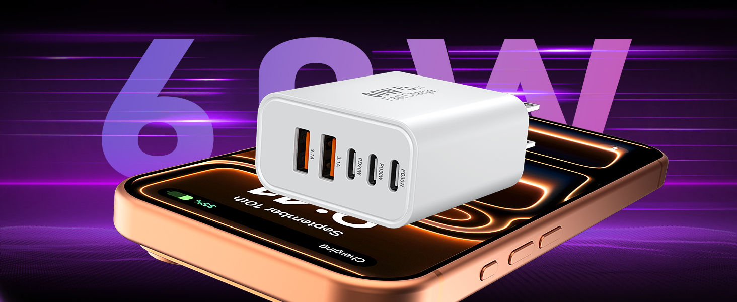 charger block multiple ports usb c and usb a charger block