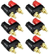 UBANU 6Pcs 4mm Gold Plated Insulated Banana Plug Jacks, Dual 2-Way Binding Posts for Power Amplif...