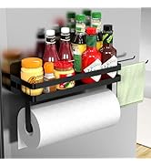 ZUNTO Magnetic Paper Towel Holder for Fridge, Black Kitchen Organizer with Towel Roll Holder, Spi...