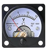 Baomain Analog Dial Panel Meter Voltmeter Gauge SO-45 AC 0-15V Round Black