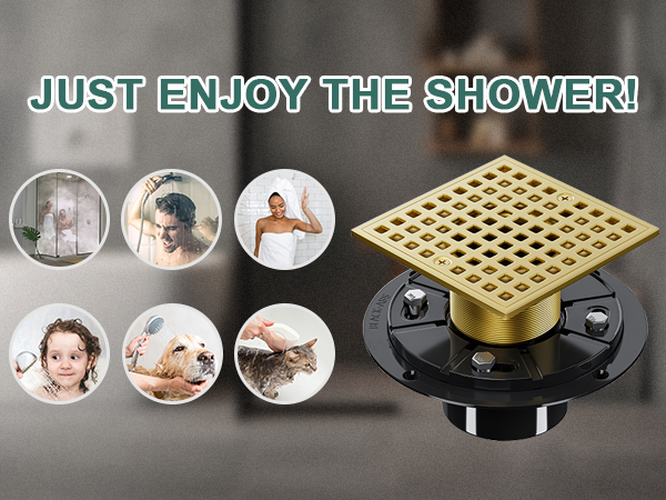 4 Inch Brushed Gold Shower Drain