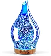 Porseme Oil Diffuser 3D Glass Aromatherapy Ultrasonic Humidifier, Air Refresh Auto Shut-Off, Time...