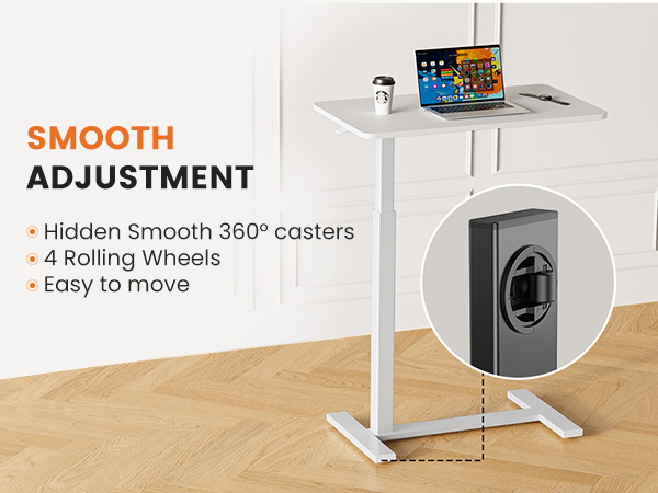 Overbed Bedside Rolling Laptop Table for Home &amp; Medical