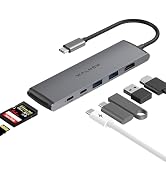 WALNEW 7 in 1 USB-C Hub with 4K HDMI,100W PD,5Gbps Data Port(1 Type-C &amp; 2 USB 3.0),SD/TF Reader, ...