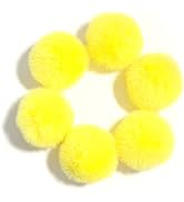 Fluffy Faux Fur Pompom Ball with Tiny Cord for Hat Shoes Garment Accessories 2.8in Pack of 6pcs Y...