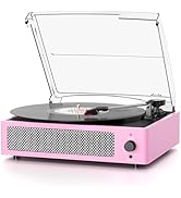 Record Player with Speakers Vintage Belt-Driven Turntable for Vinyl Records Bluetooth Turntable S...