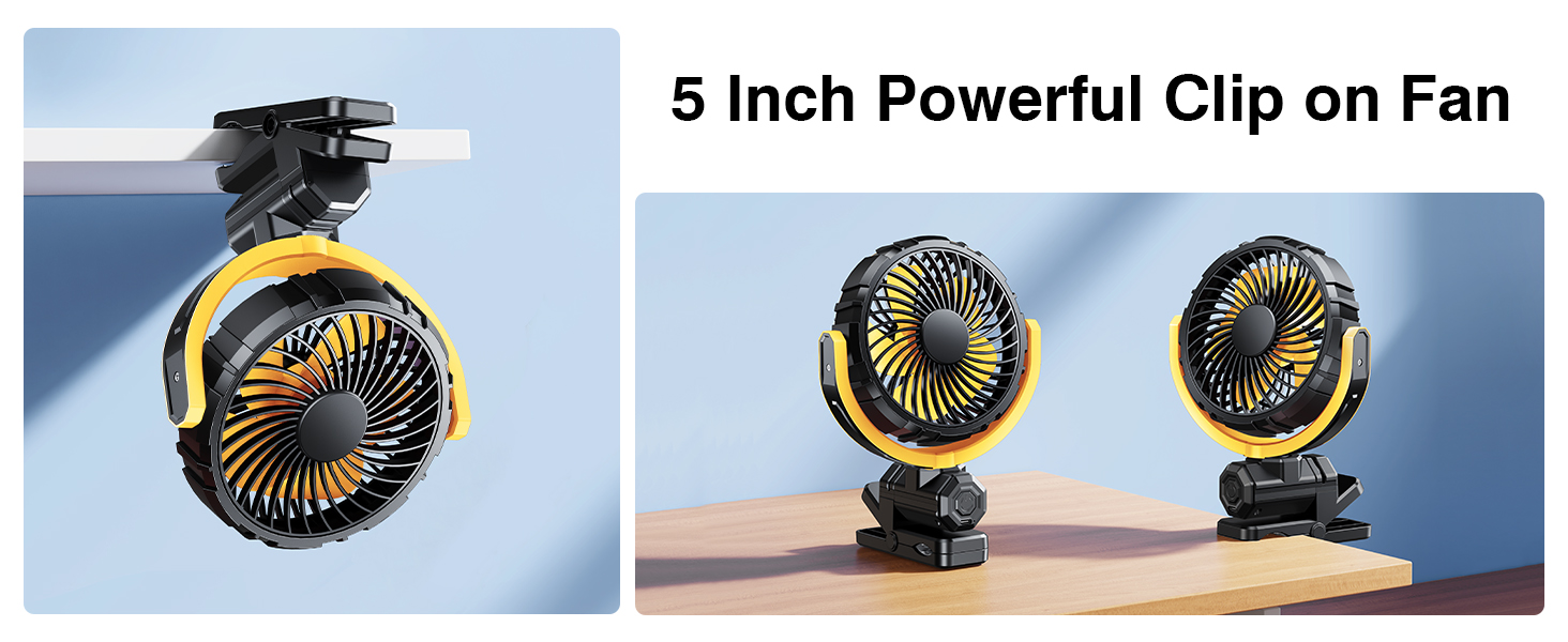 HIYJEN Car Fan 5V USB Small Clip on Sun Visor Fan for Front/Rear Seat