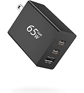 65W USB C GaN Charger Block, 3-Ports USB C Power Adapter PD Fast Type C Charging Block Compatible...