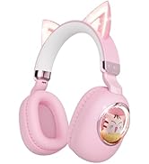 sunvito Kids Headphones Bluetooth 5.4 - Cat Ear LED Light Up Noise Cancelling Wireless Headphones...