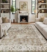 LUMI 4x6 Washable Area Rug, Ultra-Soft, Non-Slip Vintage Carpet, Low-Pile, Non-Shedding, Foldable...