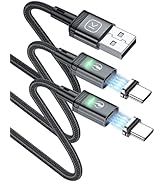 Kuulaa Magnetic USB C Cable (2 Pack 3ft/3ft) 3A Fast Charging USB Type C Charger Cord with LED Ny...