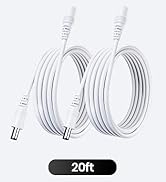 2PCS 20FT/6M Pure Copper Power Extension Cable, 5.5mm x 2.1mm Female to Male, DC 12V Power Extens...
