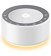 Kipcush White Noise Machine - Soft Non-Glare Nursery Lamp, 30 Soothing Sounds, 8 Color Lights, Ma...