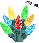 FESTIA Multicolor Lights C6 LED White Wire Christmas Decorations Lights Outdoor and Indoors 70L 2...