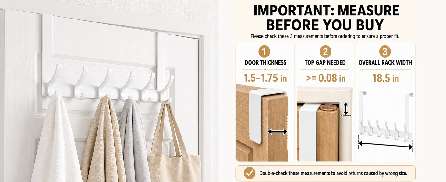 Over the door hook size guide: check door thickness, top gap and door fit before purchase