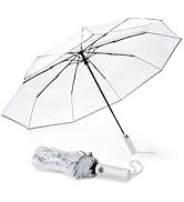 G4Free Clear Travel Umbrella 42 Inch, Windproof Automatic Open Close Compact Folding Umbrella, Tr...