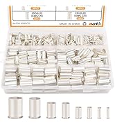 mankk 305 Pcs Wire Ferrules Kits Silver Plated Copper Crimp Terminal Connector 8 Sizes AWG (1/0 2...