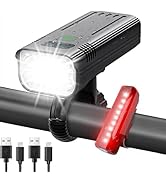 Voph Bike Lights, 6+4 Modes Rechargeable Type-C Bike Light for Night Riding, Anti-Dazzle High Lum...