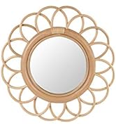Kouboo Fleur Decorative, Small Rattan Wall Mirror, Light Brown