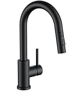 FORIOUS Black Bar Sink Faucet for Kitchen Sink, Modern Single Handle Kitchen Faucet with Pull Dow...