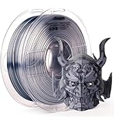 AMOLEN Silk PLA 3D Printer Filament, Dual Color Black Silver PLA 1.75mm, Shiny Color Change Filam...