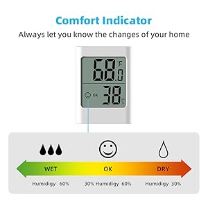 Indoor Thermometer Room Thermometer and Humidity Gauge with Temperature Humidity Monitor